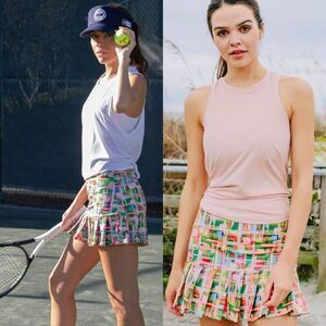 NWT 40 Lime Forty Lime Aces Skirt Pleated Tennis Skort Multicolor Pink Green XXS